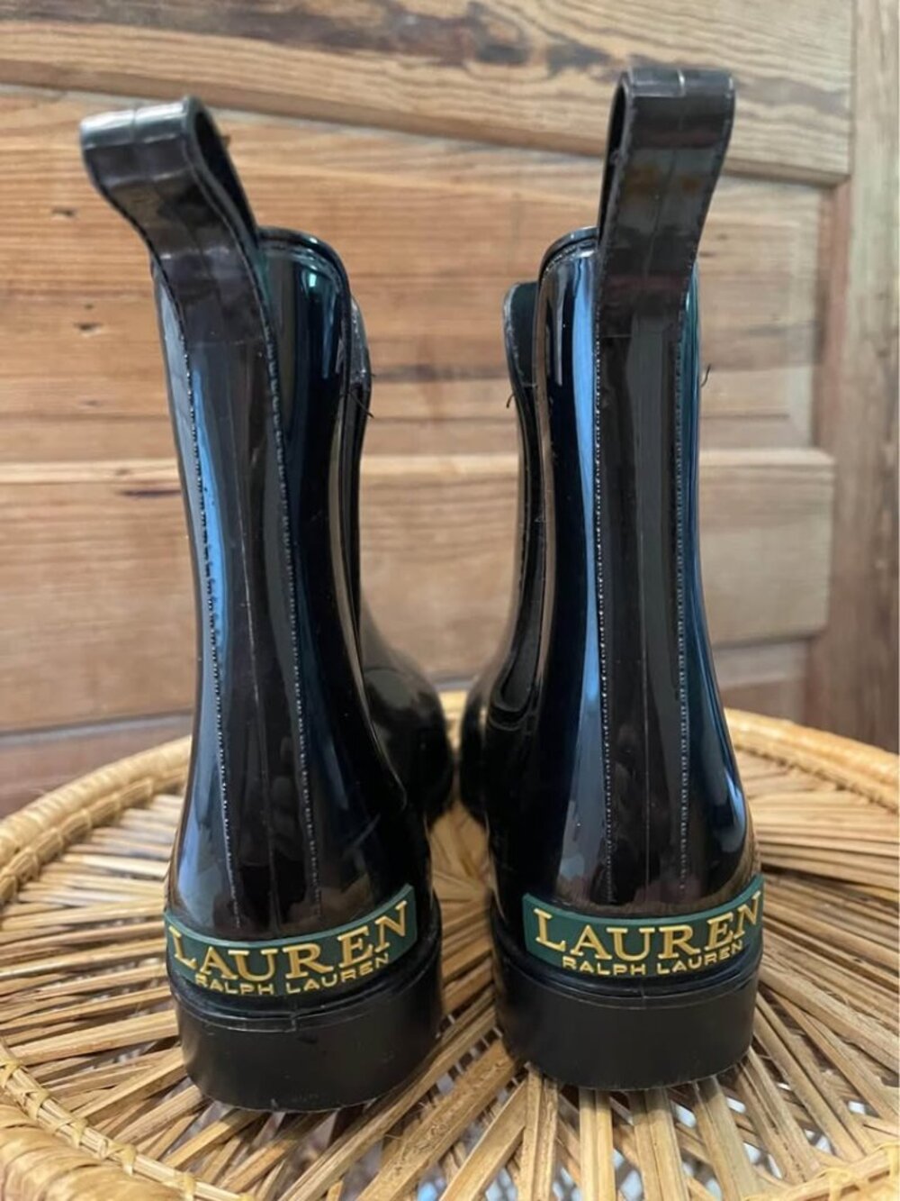 Lauren Ralph Lauren Tally-Bo-Rai Chelsea Ankle Rain Boots in Black size 10B